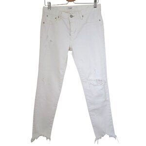 Moussy Vintage Glendele Raw Hem Skinny Ankle Jeans White Distressed Sz 29 JAPAN